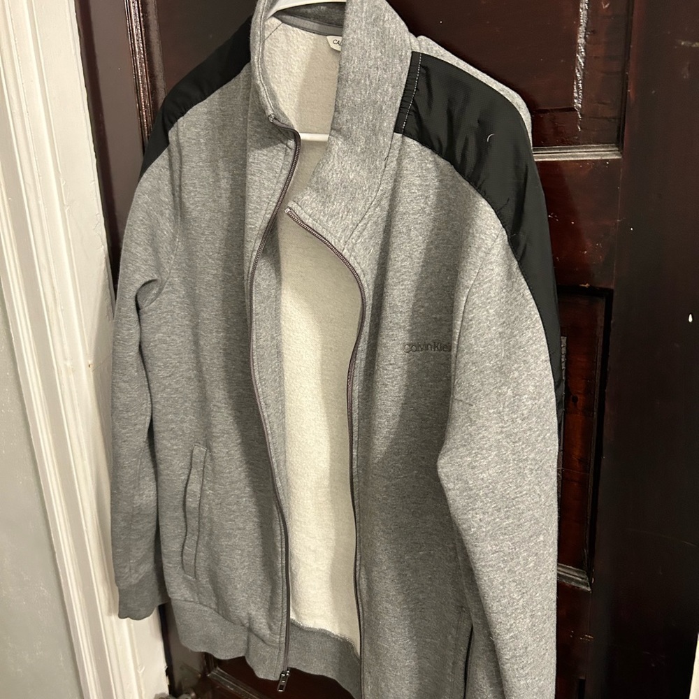 Calvin Klein Grey and Black Collared Zip Up